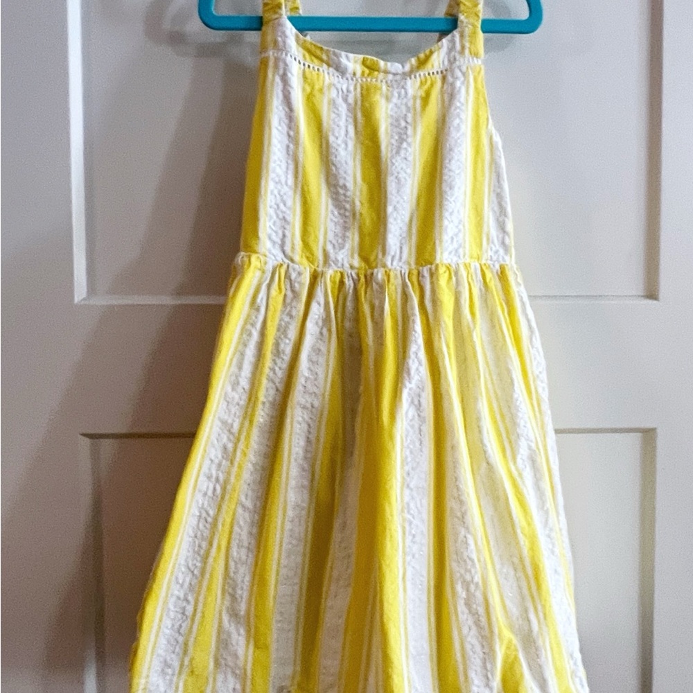 Tahari Yellow and White Striped Girls Dress S7
